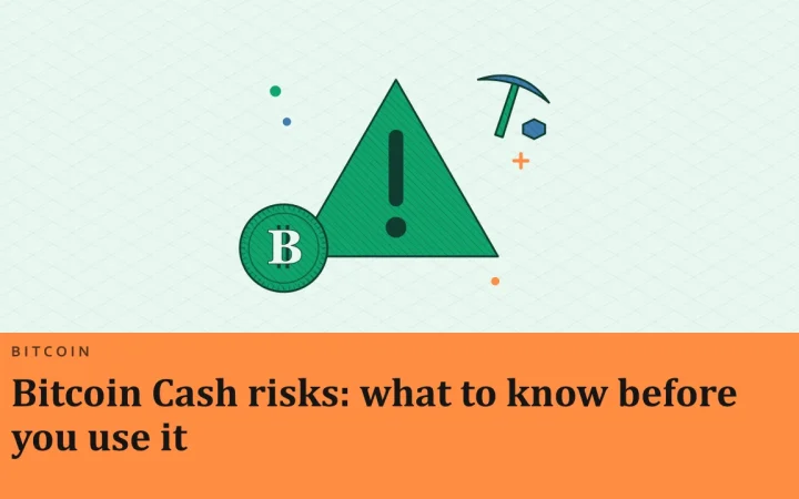 Риски Bitcoin Cash: что нужно знать перед использованием: иллюстрация предупреждающего знака и монета