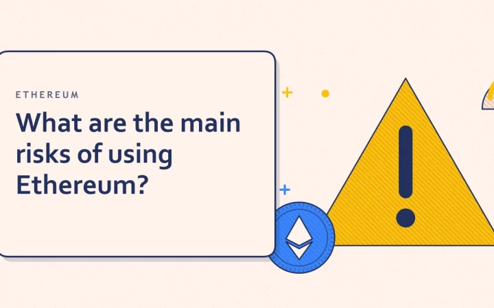 Каковы основные риски использования Ethereum?: иллюстрация предупреждающего знака и монеты