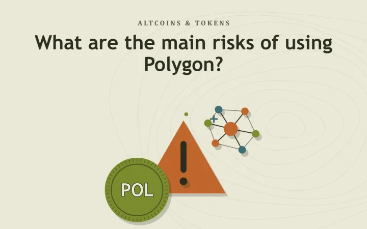 Каковы основные риски использования Polygon?: иллюстрация предупреждающего знака и монеты