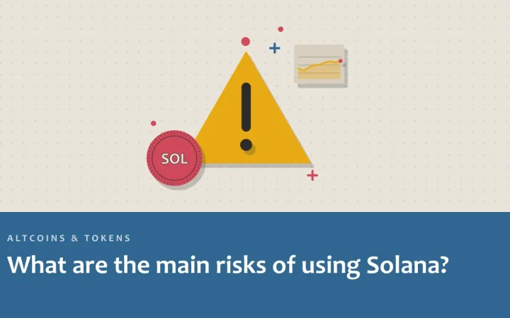 Каковы основные риски использования Solana?: иллюстрация предупреждающего знака и монеты