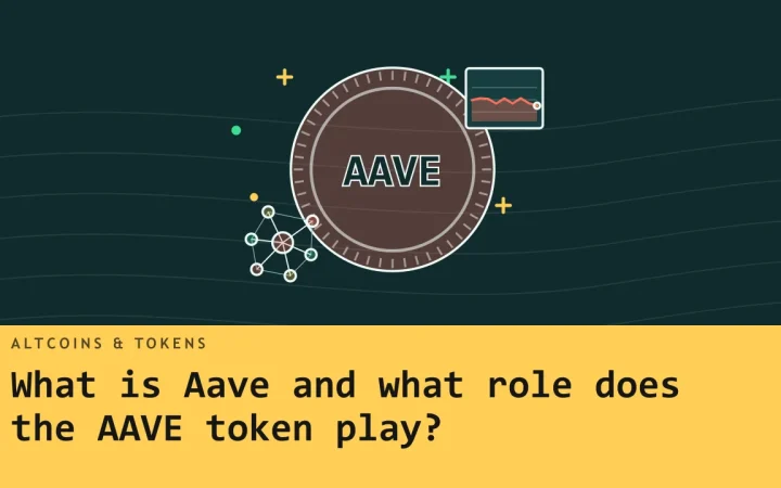 Что такое Aave и какую роль играет токен AAVE?: иллюстрация монеты и сети узлов