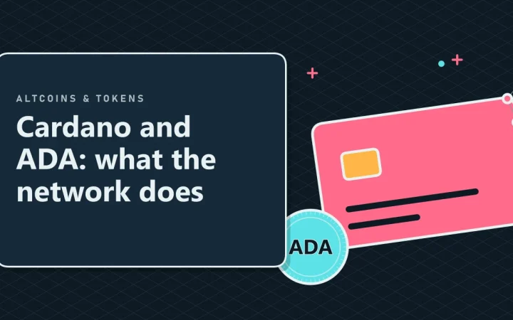 Cardano и ADA: что делает сеть: иллюстрация криптокарты и монеты
