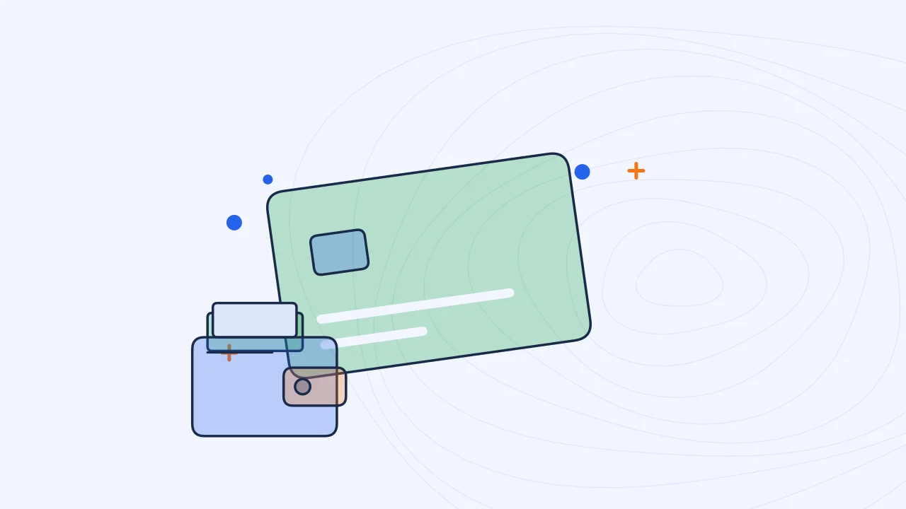 Иллюстрация криптокарты с криптокошельком для руководства «Основы криптовалют»