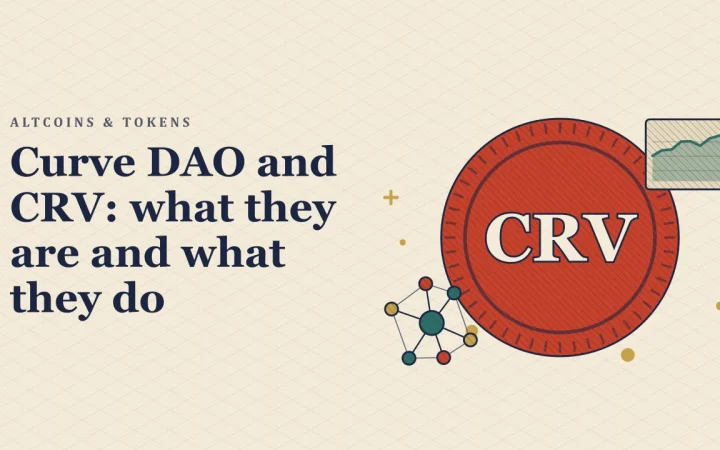 Curve DAO и CRV: что это такое и что они делают: иллюстрация монеты и сети узлов