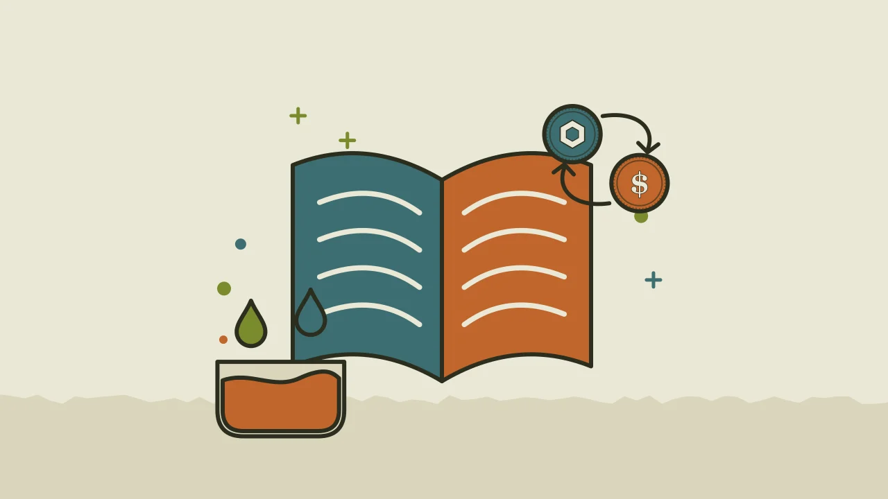 Иллюстрация открытой книги с пулом ликвидности для руководства по DeFi & Web3