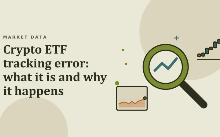 Ошибка отслеживания криптовалютного ETF: что это и почему возникает: иллюстрация лупы над графиком и графика цены