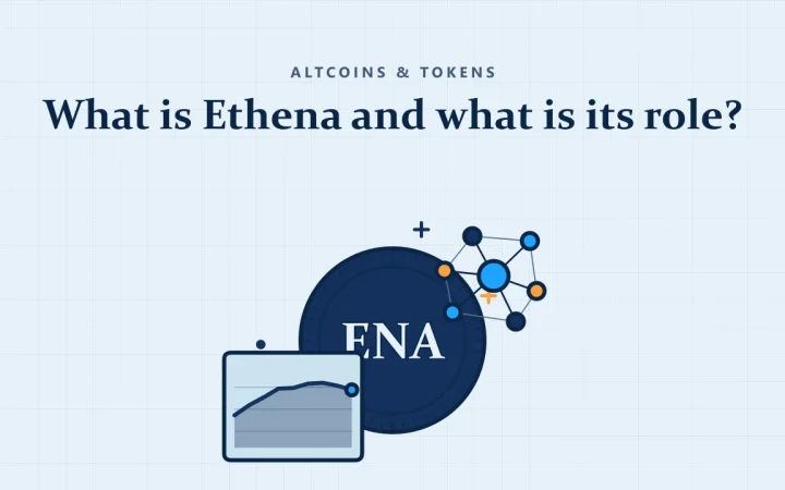 Что такое Ethena и какова её роль?: иллюстрация с монетой и графиком цены
