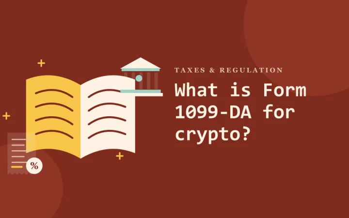 Что такое форма 1099-DA для криптовалюты?: иллюстрация открытой книги и налоговой квитанции