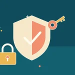 Иллюстрация щита безопасности с навесным замком для руководства по кошелькам и безопасности