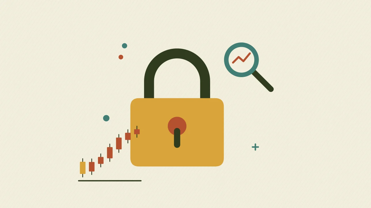 Иллюстрация навесного замка с графиком свечей для руководства Market Data
