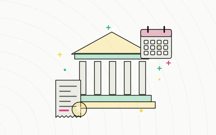 Иллюстрация здания регулятора с налоговой квитанцией для руководства «Налоги и регулирование»