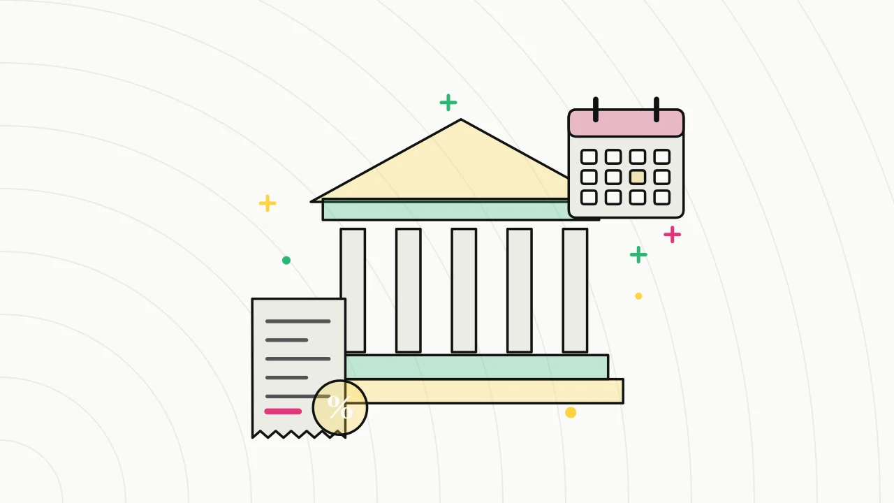 Иллюстрация здания регулятора с налоговой квитанцией для руководства «Налоги и регулирование»