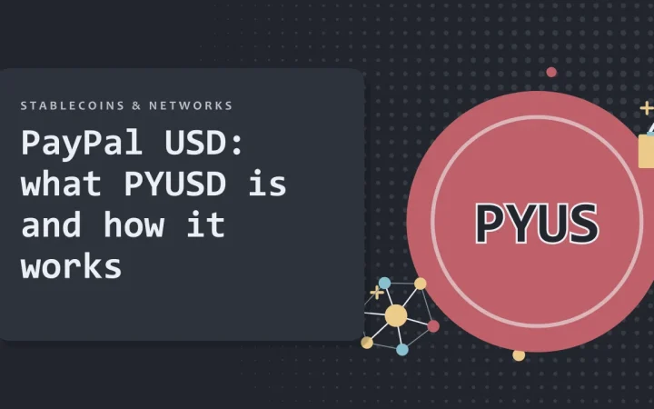PayPal USD: что такое PYUSD и как это работает: иллюстрация монеты и сети узлов