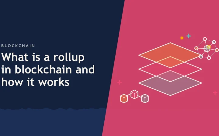 Что такое rollup в блокчейне и как он работает: иллюстрация слоёв сети друг над другом и связанных блоков блокчейна
