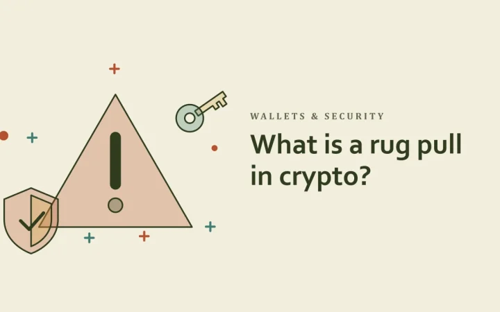 Что такое rug pull в криптовалютах?: иллюстрация предупреждающего знака и защитного щита