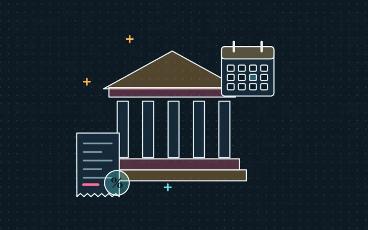 Иллюстрация здания регулятора с налоговой квитанцией для руководства «Налоги и регулирование»