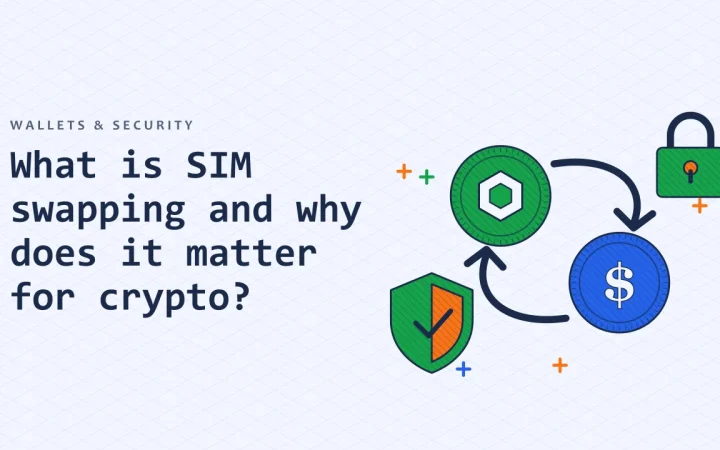 Что такое SIM-swapping и почему это важно для криптовалют?: иллюстрация двух обмениваемых монет и защитного щита