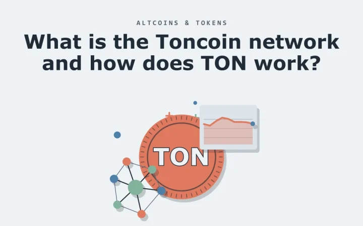 Что такое сеть Toncoin и как работает TON?: иллюстрация с монетой и сетью узлов