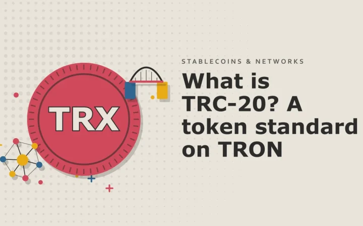 Что такое TRC-20? Стандарт токенов на TRON: иллюстрация монеты и сети узлов