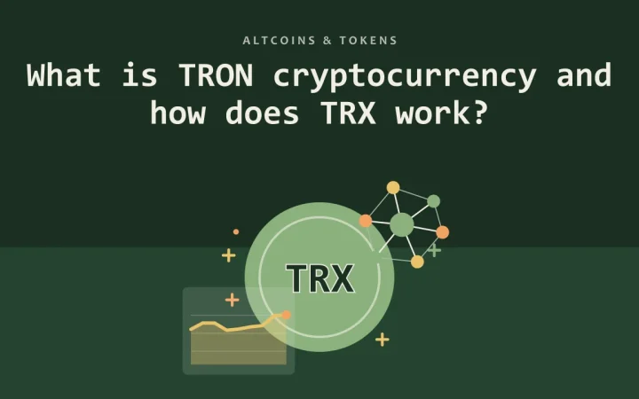 Что такое криптовалюта TRON и как работает TRX?: иллюстрация монеты и графика цены
