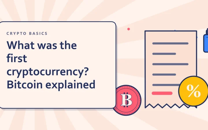 Какая криптовалюта была первой? Объясняем Bitcoin: иллюстрация налогового чека и монеты