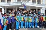 Футбольный матч между командой Минобрнауки России и студентами-волонтерами в день закрытия Паралимпийских зимних игр 2014 г. в Сочи